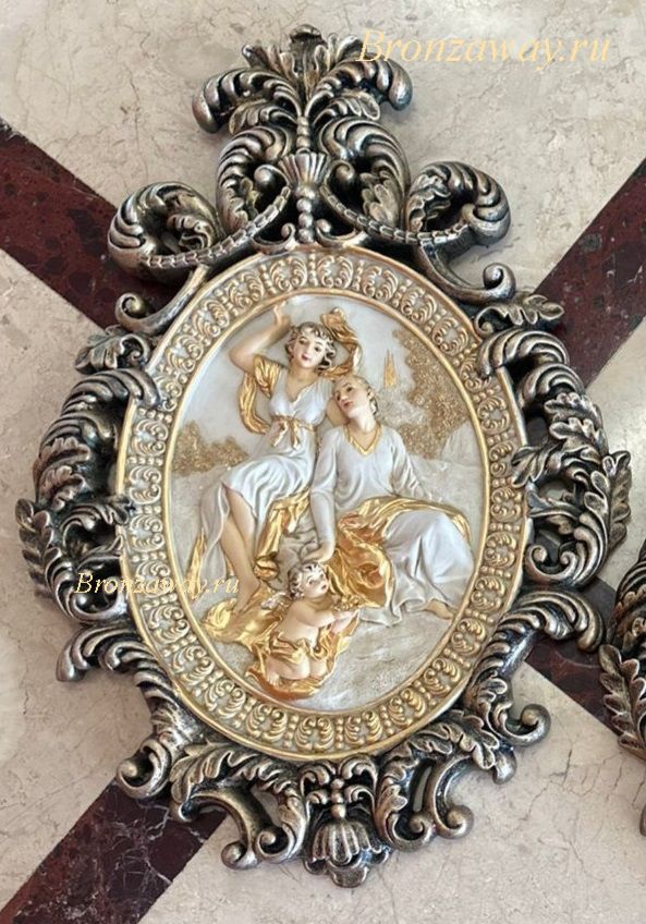 Картина УМИРОТВОРЕНИЕ картина, объемная, декоративная, настенная, барельефная, арт деко, в раме, ажурные, на стену, в дом, в спальню, в гостиную, с людьми, темные, золото, в интерьере
