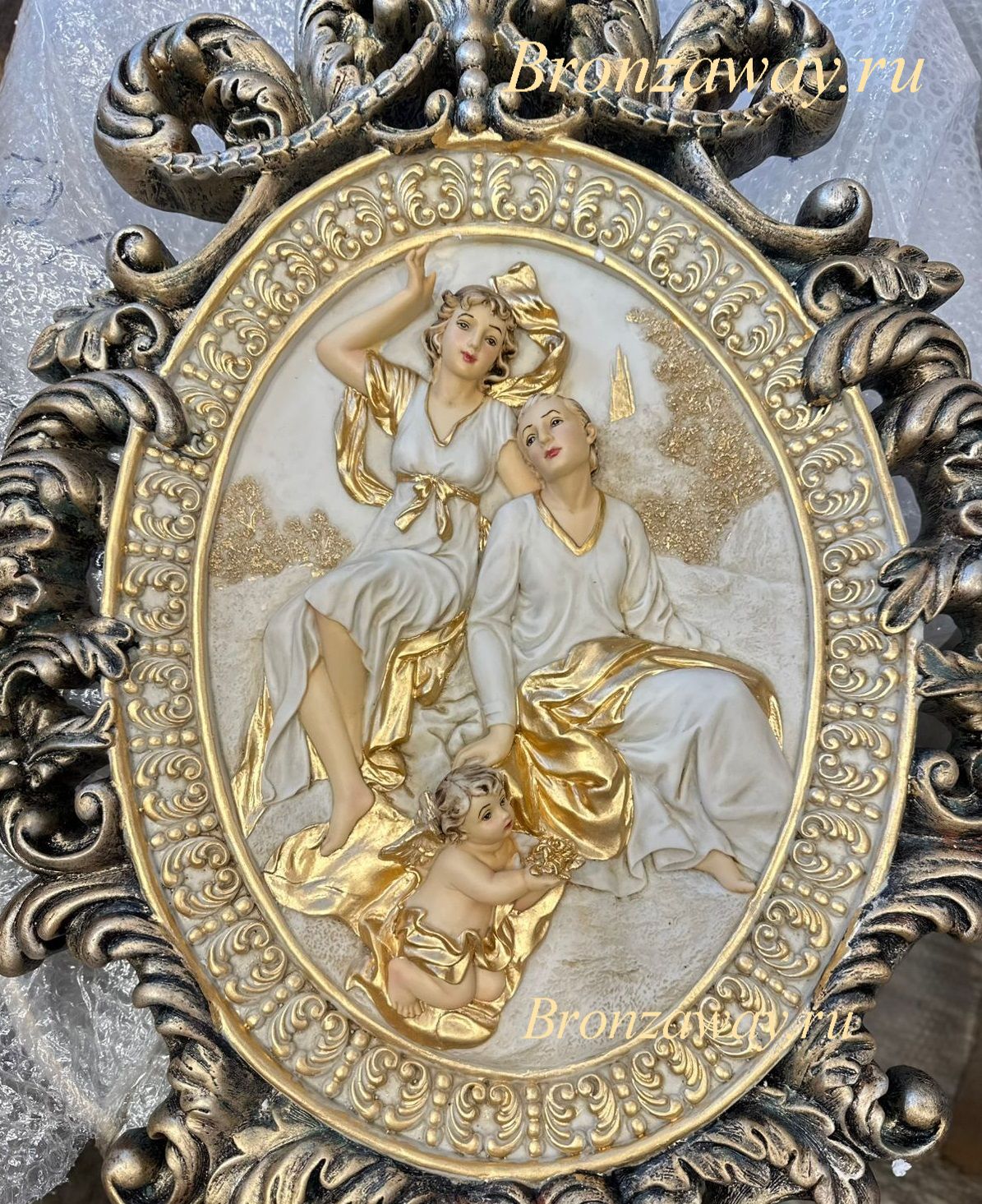 Картина УМИРОТВОРЕНИЕ картина, объемная, декоративная, настенная, барельефная, арт деко, в раме, ажурные, на стену, в дом, в спальню, в гостиную, с людьми, темные, золото, в интерьере